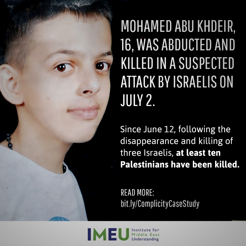Mohammed Abu Khdeir est mort brûlé vif par des tueurs sionistes. Il n'avait que 16 ans, mais faisait moins que son âge